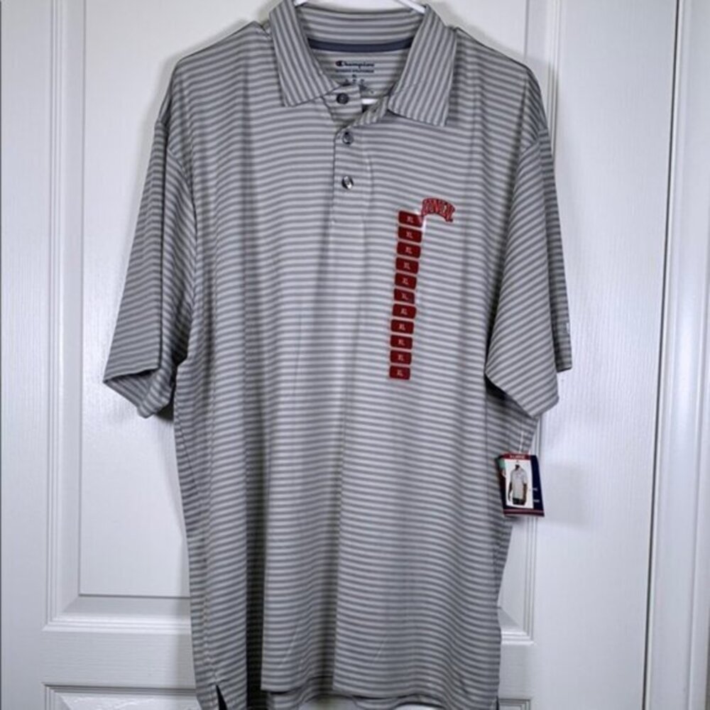 Champion Silver White Stripe UNLV Rebels Polo Performance Shirt SZ XL NWT #2872